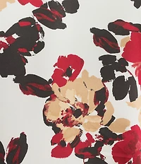 Kasper Plus Size Floral Print V-Neck Pleated Shoulder Blouse