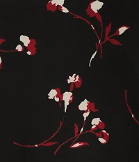Kasper Plus Size Floral Printed Chiffon Boat Neck Long Sleeve Top