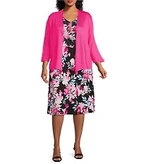 Kasper Plus Size Floral Printed Jersey Knit Flared Skirt