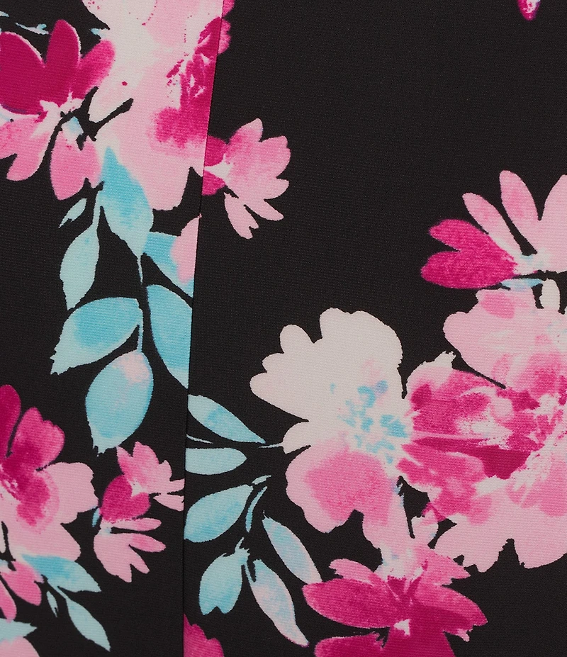 Kasper Plus Size Floral Printed Jersey Knit Flared Skirt