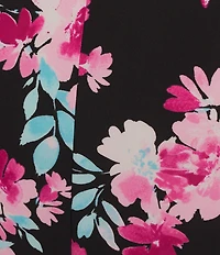 Kasper Plus Size Floral Printed Jersey Knit Flared Skirt