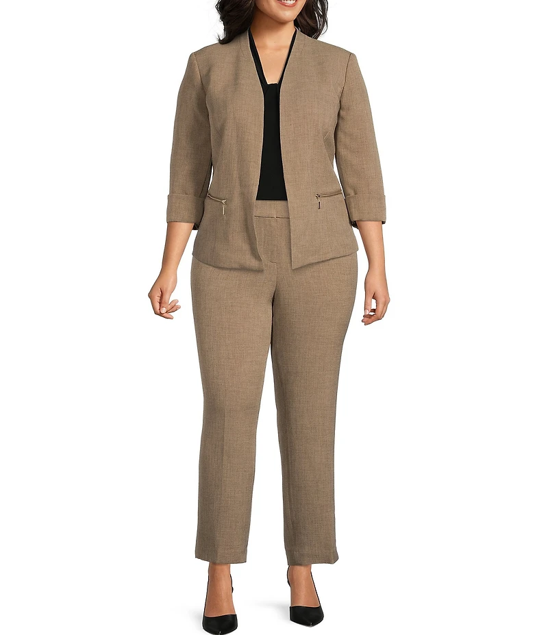 Kasper Plus Size Fly Front Slim Fit Pants