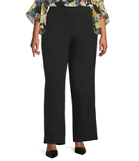 Kasper Plus Size Fly Front Stretch Crepe Wide Leg Pants