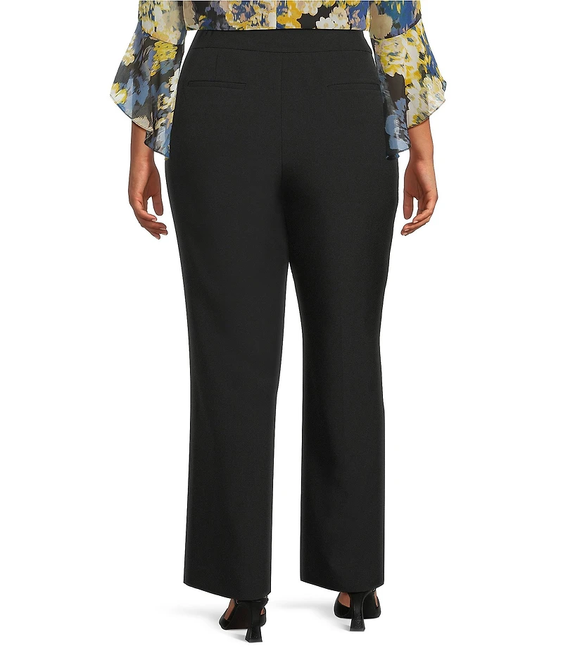 Kasper Plus Size Fly Front Stretch Crepe Wide Leg Pants