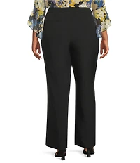 Kasper Plus Size Fly Front Stretch Crepe Wide Leg Pants