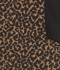 Kasper Plus Size Knit Jacquard Leopard Print Boat Neck 3/4 Sleeve Sheath Dress