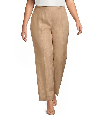 Kasper Plus Size Linen Blend Pull On Wide Leg Pants