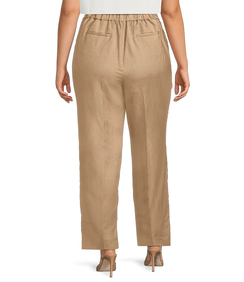Kasper Plus Size Linen Blend Pull On Wide Leg Pants