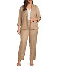 Kasper Plus Size Linen Blend Pull On Wide Leg Pants