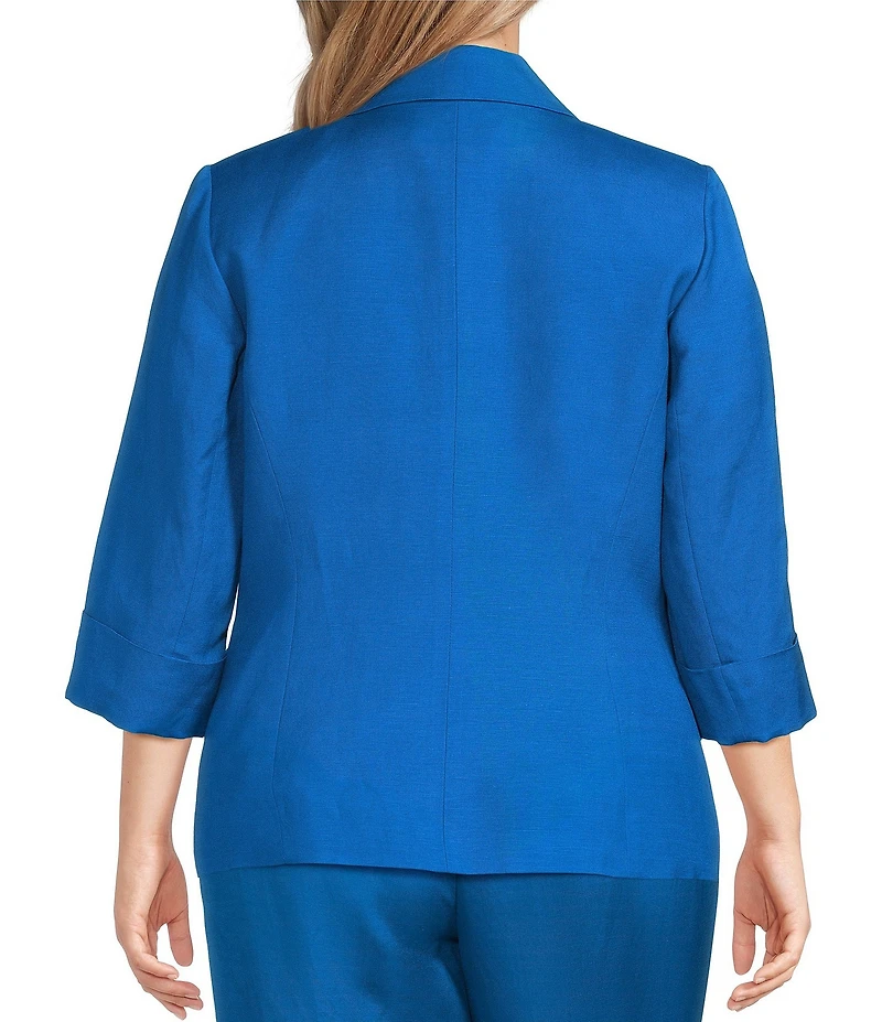Kasper Plus Size Square 3/4 Cuffed Sleeve Snap Front Jacket