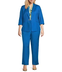 Kasper Plus Size Square 3/4 Cuffed Sleeve Snap Front Jacket