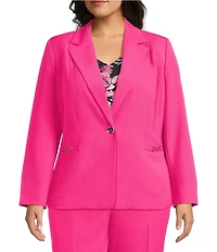 Kasper Plus Size Long Sleeve Hardware Pocket Crepe Jacket