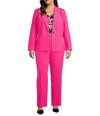 Kasper Plus Size Long Sleeve Hardware Pocket Crepe Jacket