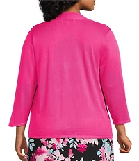 Kasper Plus Size Long Sleeve Open Front Cardigan