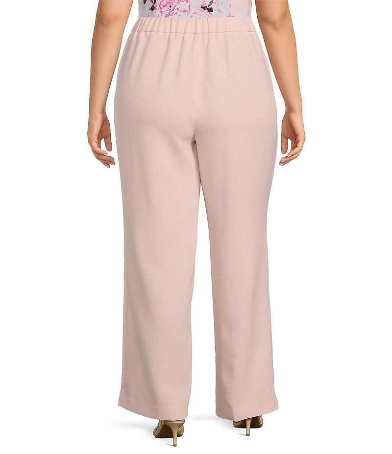 Kasper Plus Size Melange Crepe Pull On Straight Leg Trouser