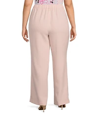 Kasper Plus Size Melange Crepe Pull On Straight Leg Trouser