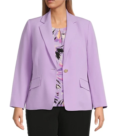 Kasper Plus Size Notch Collar Crepe Blazer