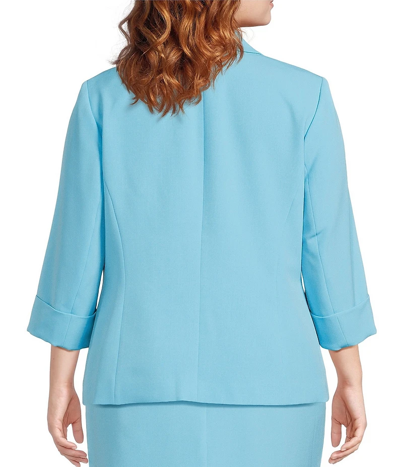 Kasper Plus Size One Button Notch Collar With Cuffed Sleeves Blazer