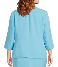 Kasper Plus Size One Button Notch Collar With Cuffed Sleeves Blazer