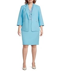 Kasper Plus Size One Button Notch Collar With Cuffed Sleeves Blazer