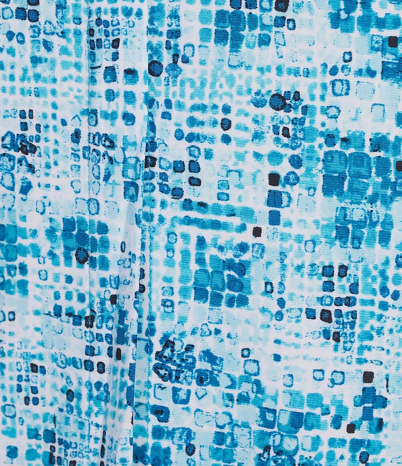 Kasper Plus Size Pleated V-Neck Printed Jersey Sleeveless Tank Top