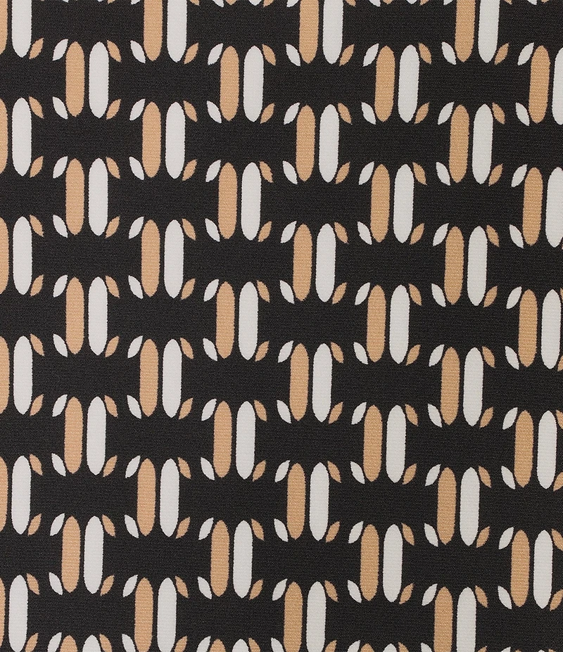 Kasper Plus Size Printed 3/4 Sleeve Tie Neck Jersey Knit Blouse