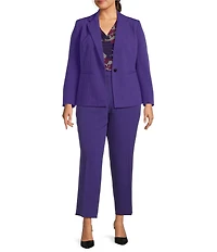 Kasper Plus Size Printed ITY Cowl Neck Cap Sleeves Blouse