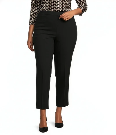 Kasper Plus Size Pull On Stretch Twill Straight Leg Crop Pants