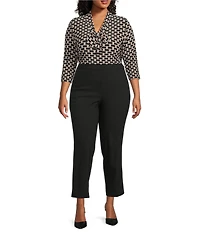 Kasper Plus Size Pull On Stretch Twill Straight Leg Crop Pants