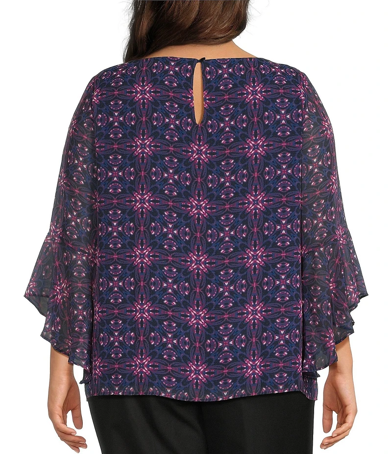 Kasper Plus Size Ruffle Sleeve Blouse