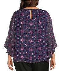 Kasper Plus Size Ruffle Sleeve Blouse
