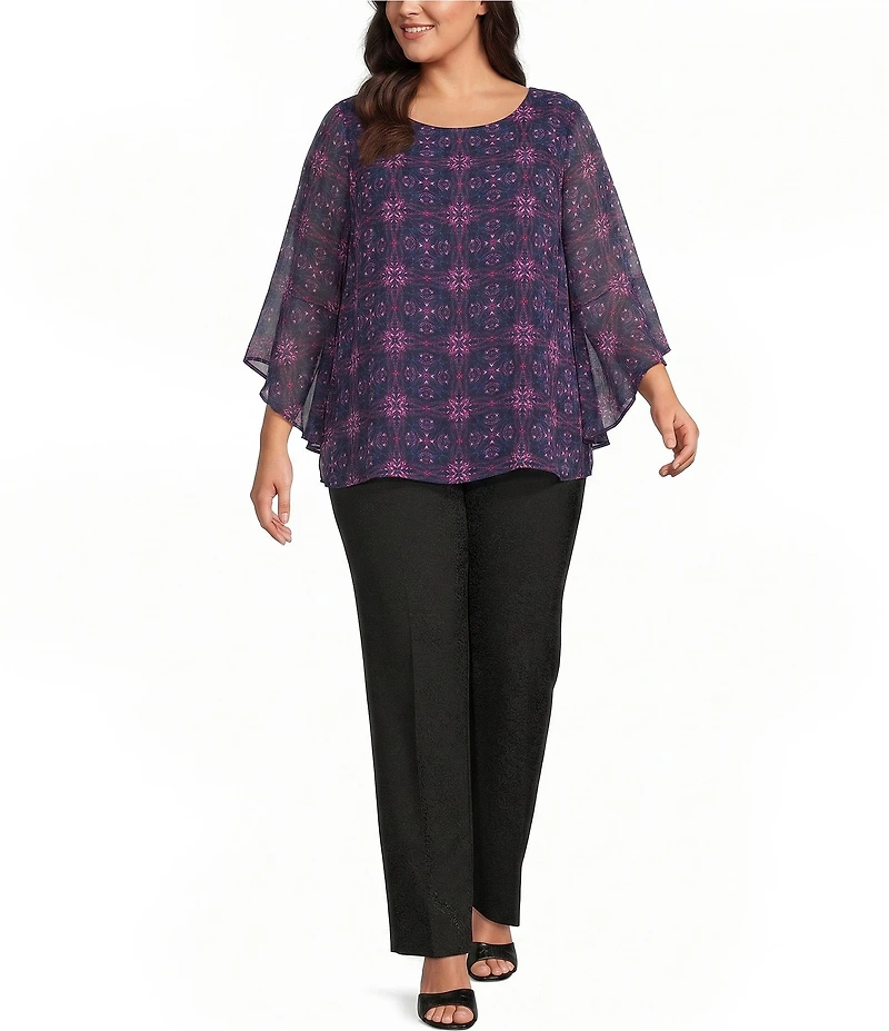 Kasper Plus Size Ruffle Sleeve Blouse