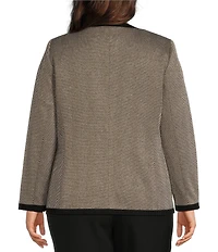 Kasper Plus Size Shimmer Herringbone Framed Patch Pocket Lady Jacket