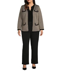 Kasper Plus Size Shimmer Herringbone Framed Patch Pocket Lady Jacket