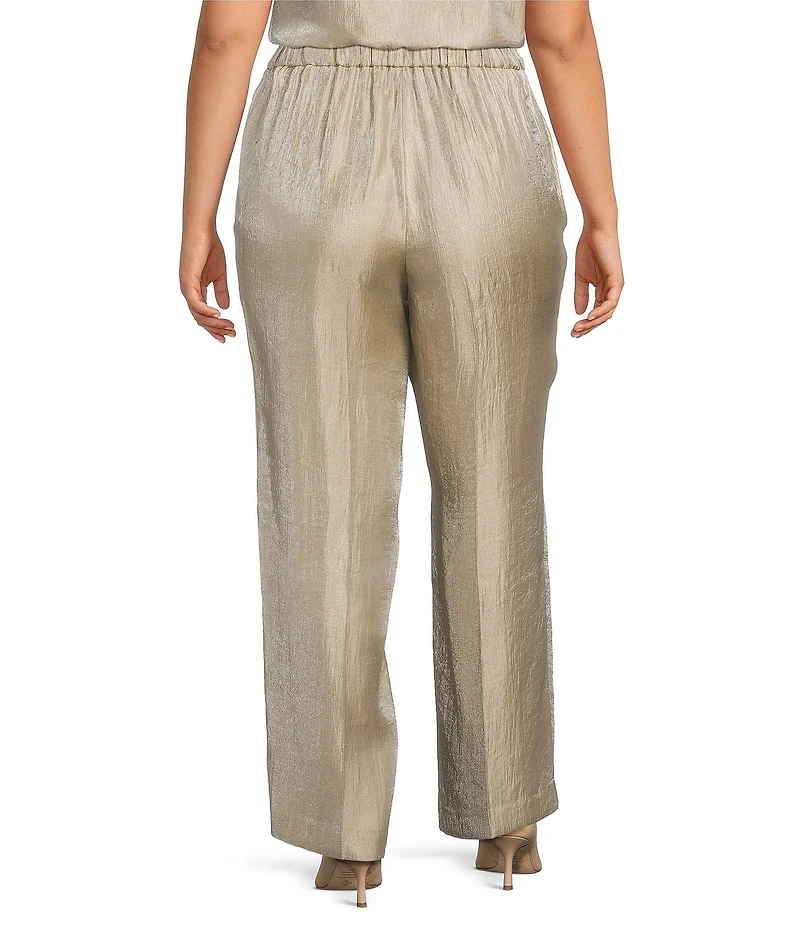 Kasper Plus Size Shimmer Twill Pull On Wide Leg Coordinating Pants