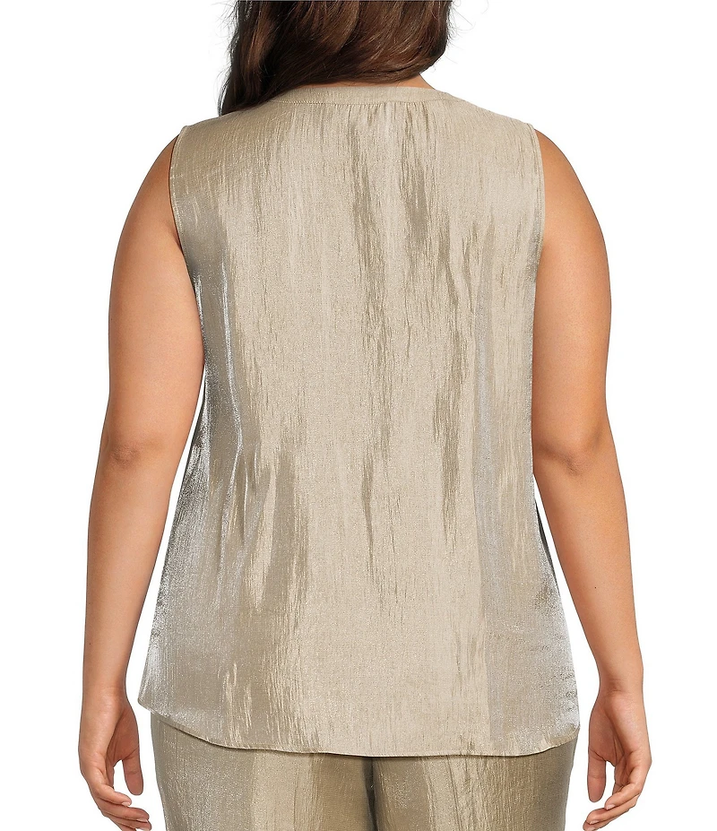 Kasper Plus Size Shimmer Twill Scoop Neck Sleeveless Coordinating Top