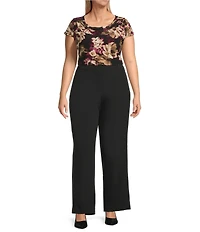 Kasper Plus Size Cap Sleeve Floral Print Cowl Neck Blouse