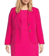 Kasper Plus Size Stretch Crepe Notch Collar 2-Button Jacket