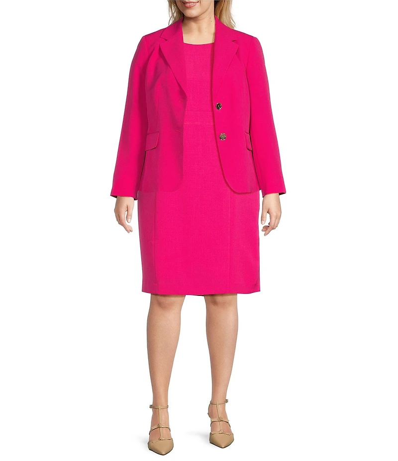 Kasper Plus Size Stretch Crepe Notch Collar 2-Button Jacket