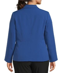 Kasper Plus Size Stretch Crepe Princess Seams One Button Jacket