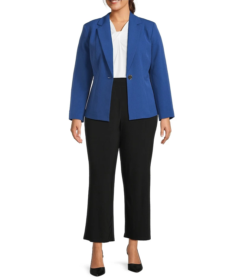 Kasper Plus Size Stretch Crepe Princess Seams One Button Jacket