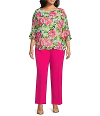Kasper Plus Size Stretch Crepe Slim Leg Pants