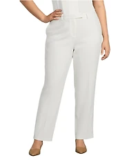 Kasper Plus Size Stretch Crepe Straight Leg Pants