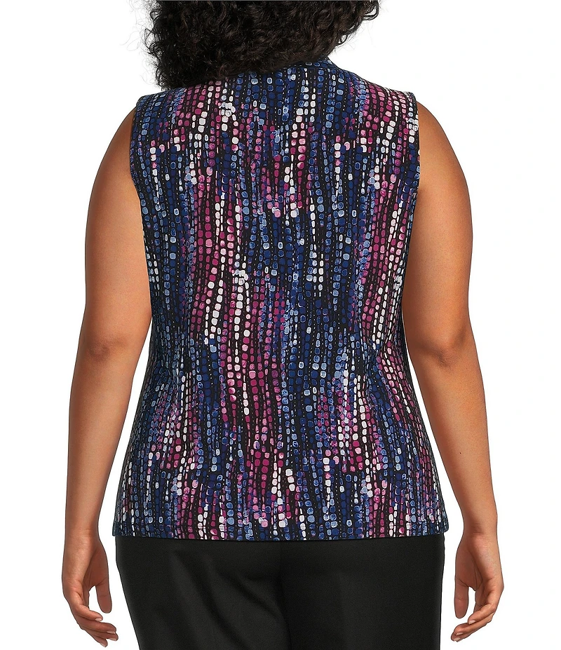 Kasper Plus Size Twist Front Printed Jersey Blouse