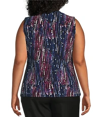 Kasper Plus Size Twist Front Printed Jersey Blouse