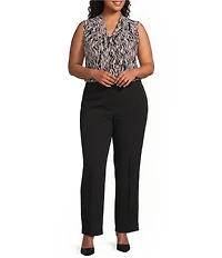 Kasper Plus Size Sleeveless Knot Front Printed Jersey Knit Blouse