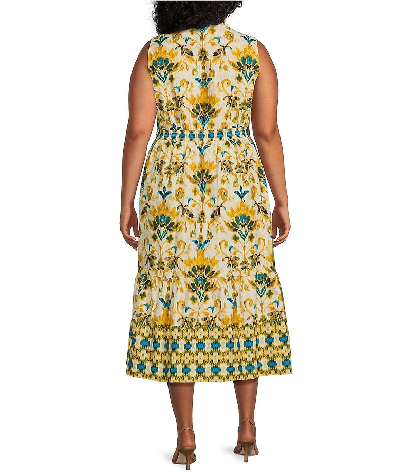 Kasper Plus Sleeveless Printed Poplin Shirt Dress