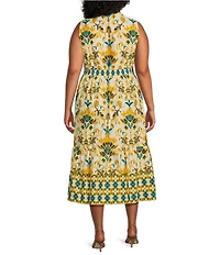 Kasper Plus Sleeveless Printed Poplin Shirt Dress
