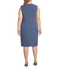 Kasper Plus Size Stretch Crepe Princess Seam Sheath Dress