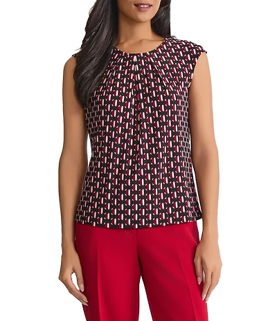 Kasper Printed Cap Sleeve Top